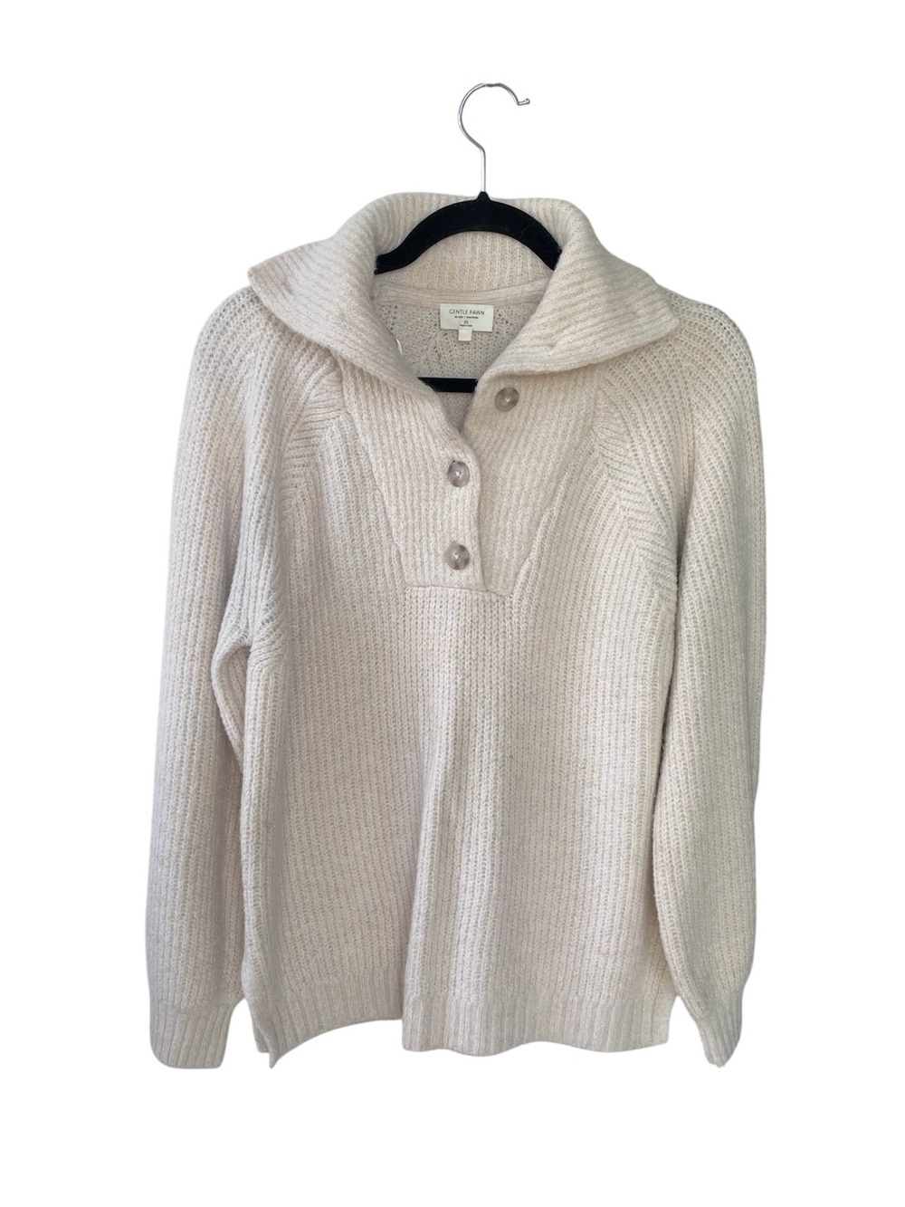 Gentle Fawn Cream Buttoned Cowl Neck Sweater XS